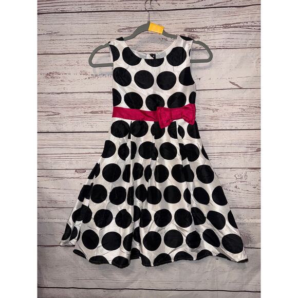 Cherokee White and Black Polka Dot Girls Fit and Flare Sz12 - Picture 1 of 9